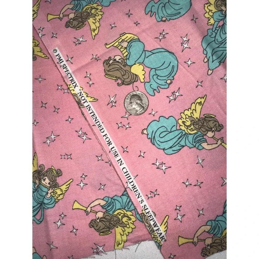 Precious Moments Fabric‎ Pink Flannel Angel Spectrix Vtg 90s 17.5